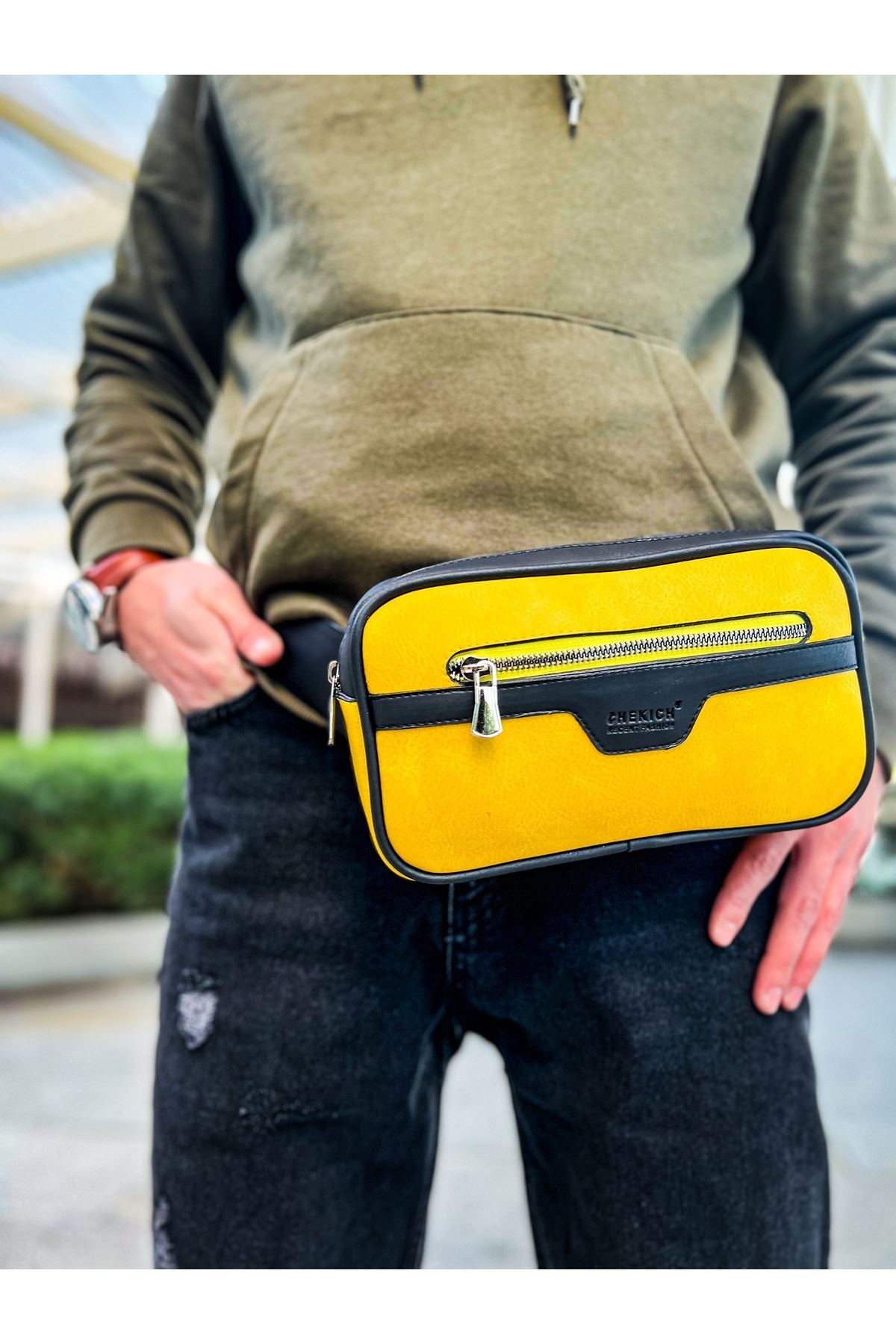 CH101 - Poani Tablet Erkek Çanta Black - Yellow