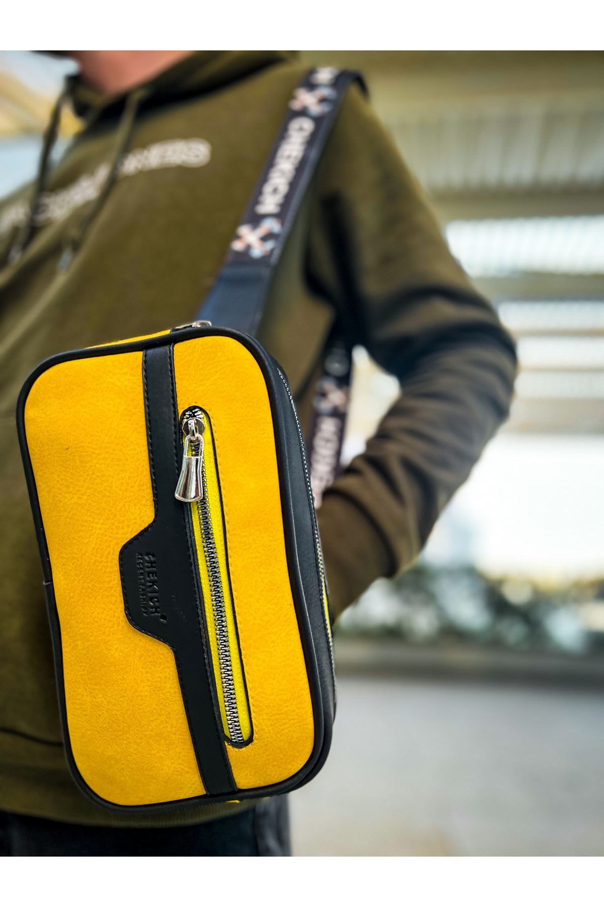 CH101 - Poani Tablet Erkek Çanta Black - Yellow