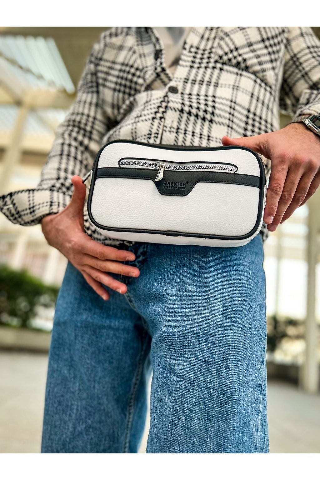 CH101 - Poani Tablet Erkek Çanta White/Black