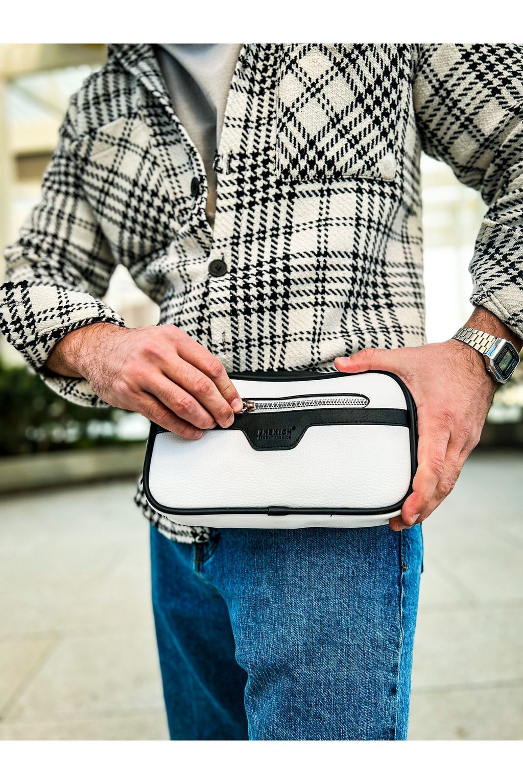 CH101 - Poani Tablet Erkek Çanta White/Black