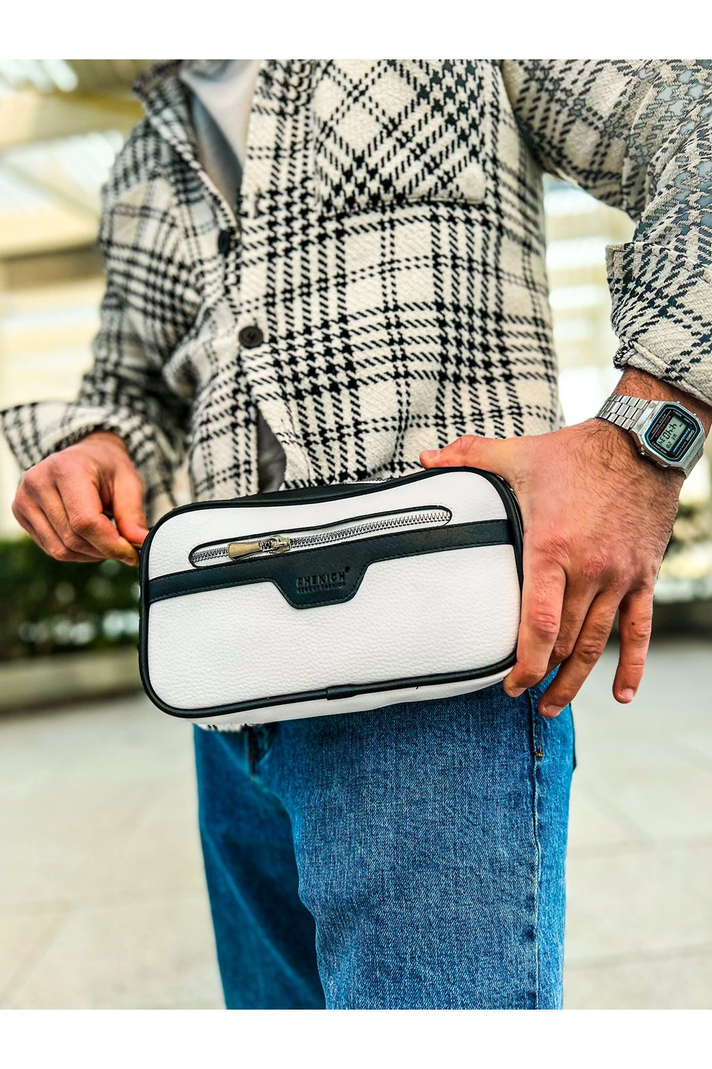 CH101 - Poani Tablet Erkek Çanta White/Black