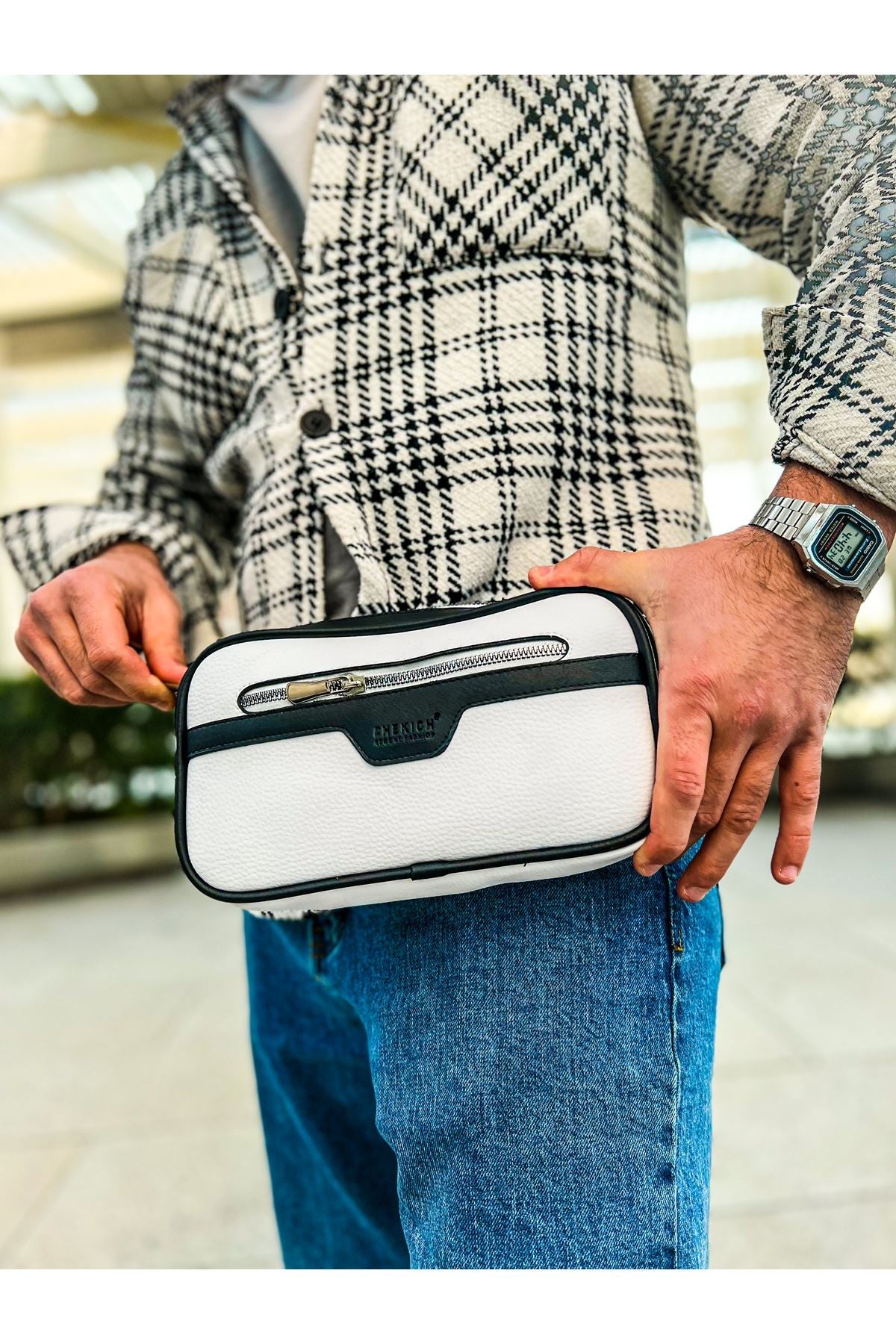 CH101 - Poani Tablet Erkek Çanta White/Black