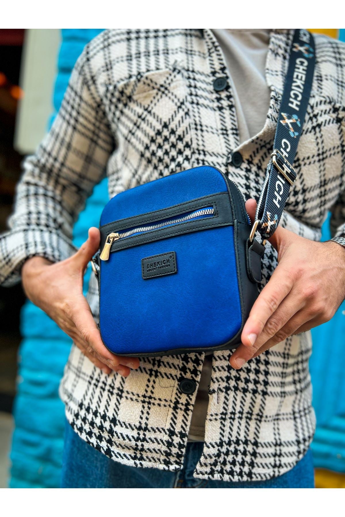 CH102 - Stealht Kare Erkek Çanta Black/Blue