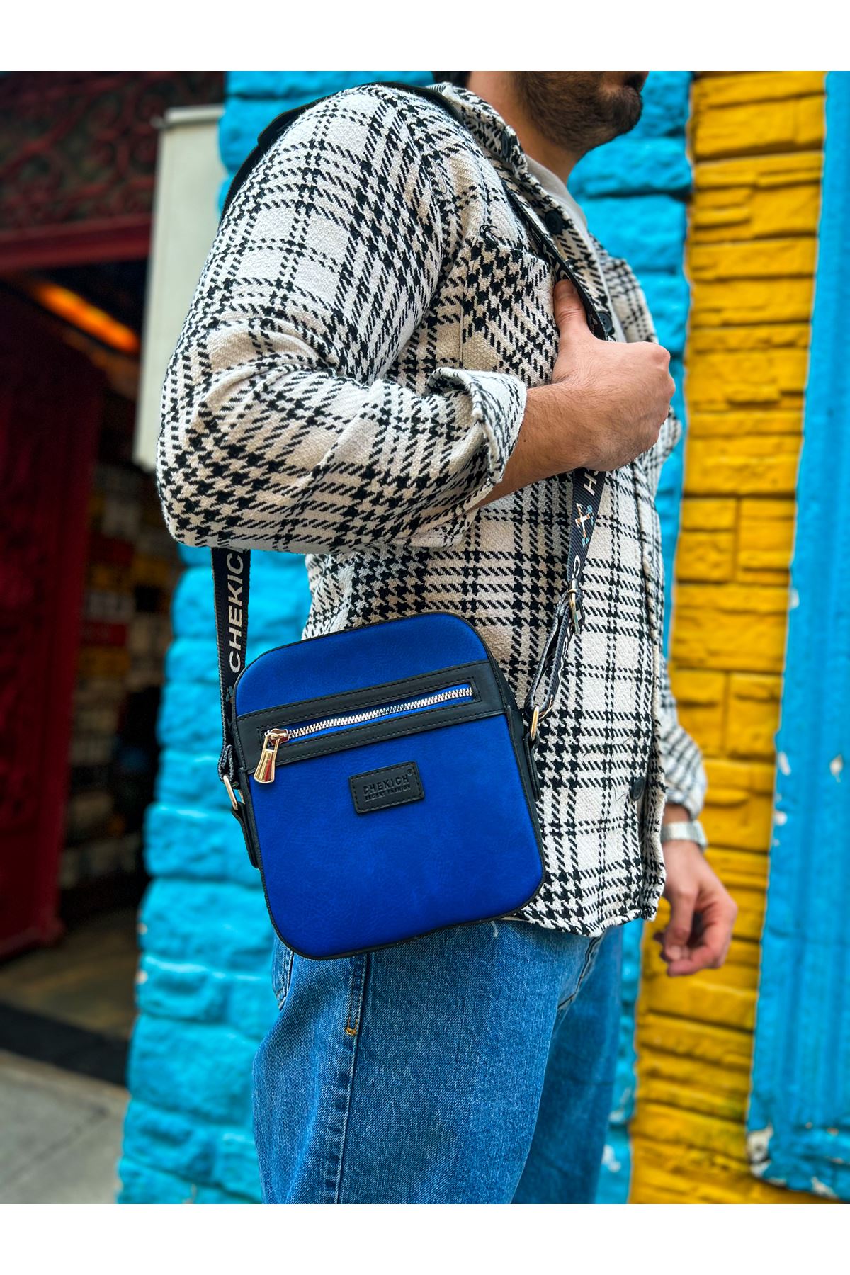 CH102 - Stealht Kare Erkek Çanta Black/Blue