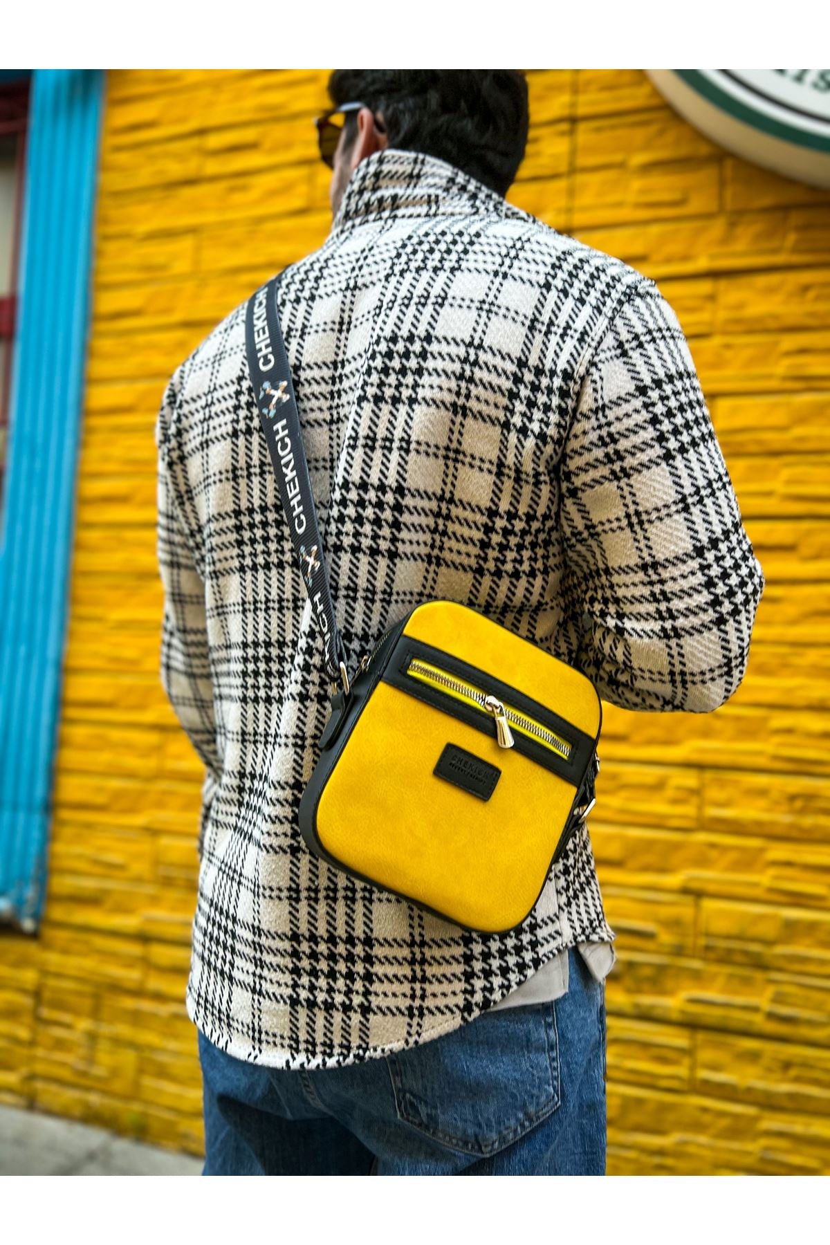 CH102 - Stealht Kare Erkek Çanta Black - Yellow