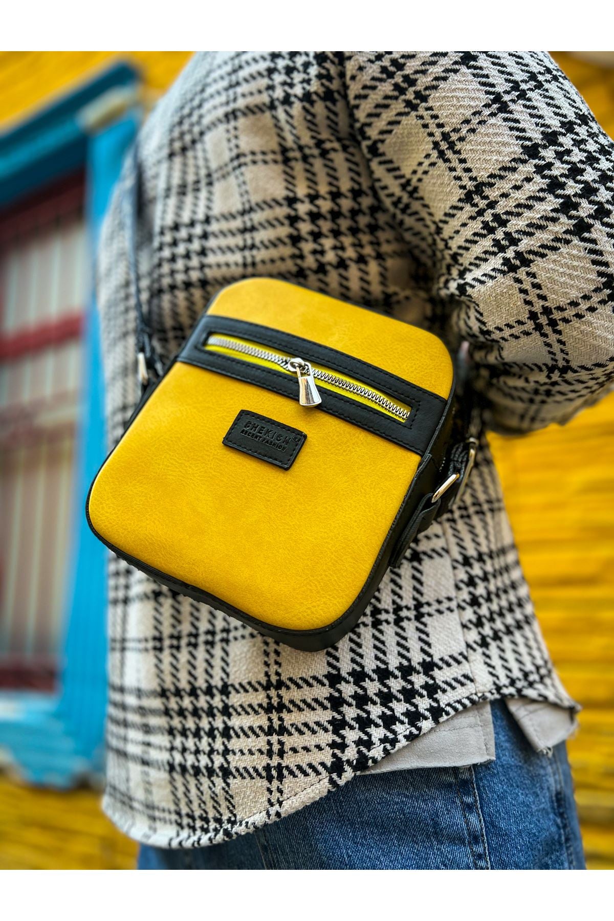 CH102 - Stealht Kare Erkek Çanta Black - Yellow