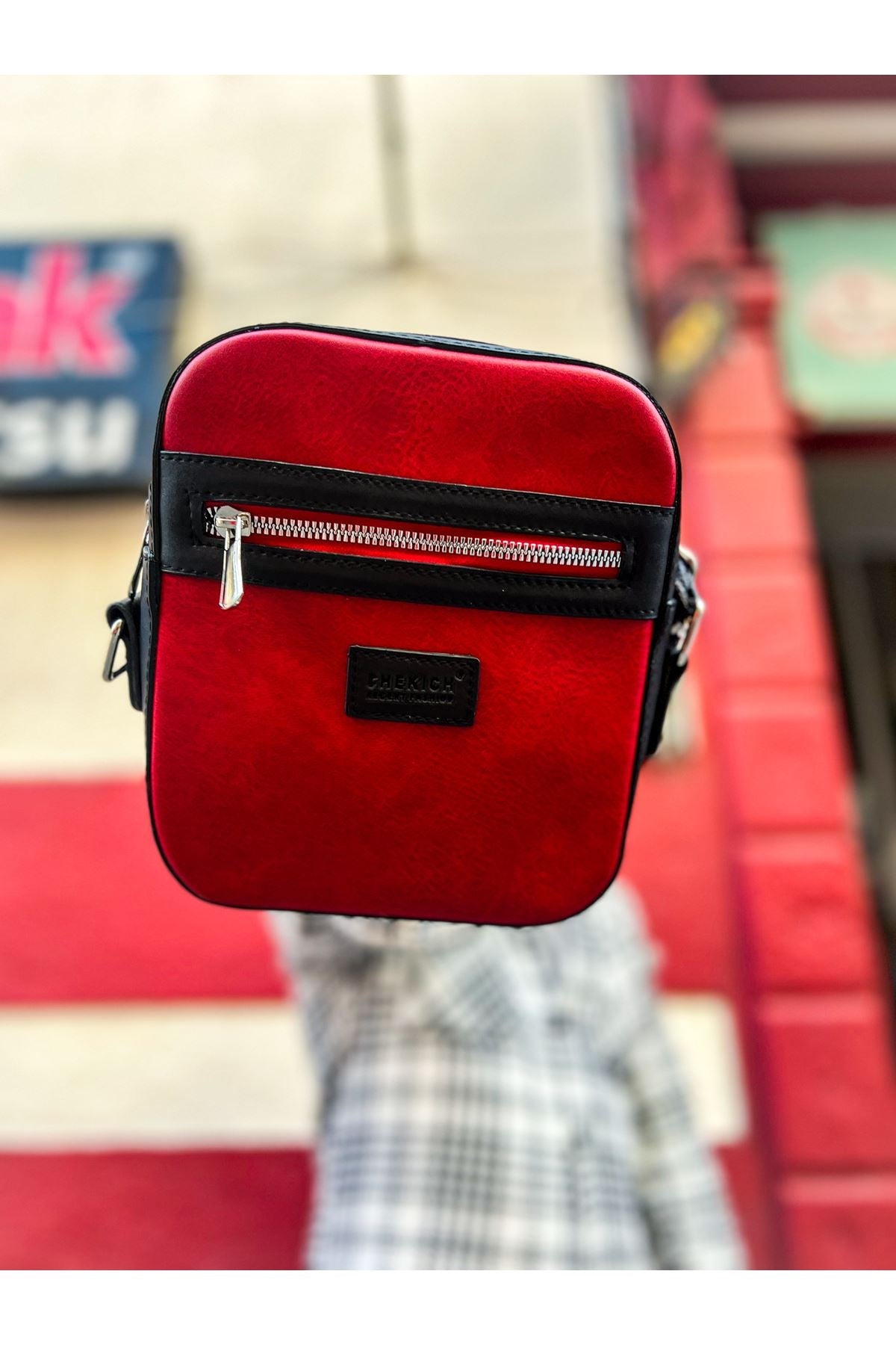 CH102 - Stealht Kare Erkek Çanta Black - Red