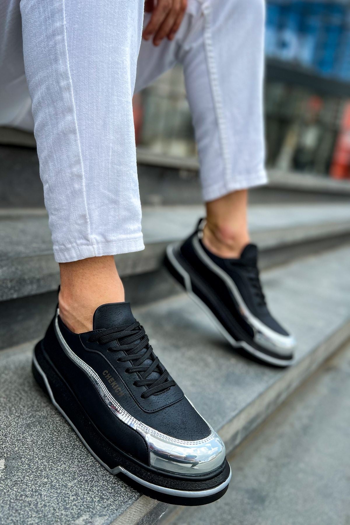 CH041 CST የህዳሴ የወንዶች ስኒከር ጥቁር/ብር