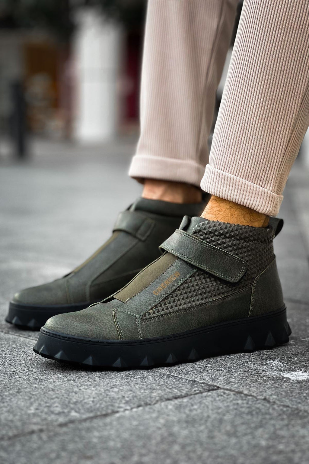 CH103 CST ፒራሚድ ረጅም የወንዶች ቦት ጫማዎች ካኪ