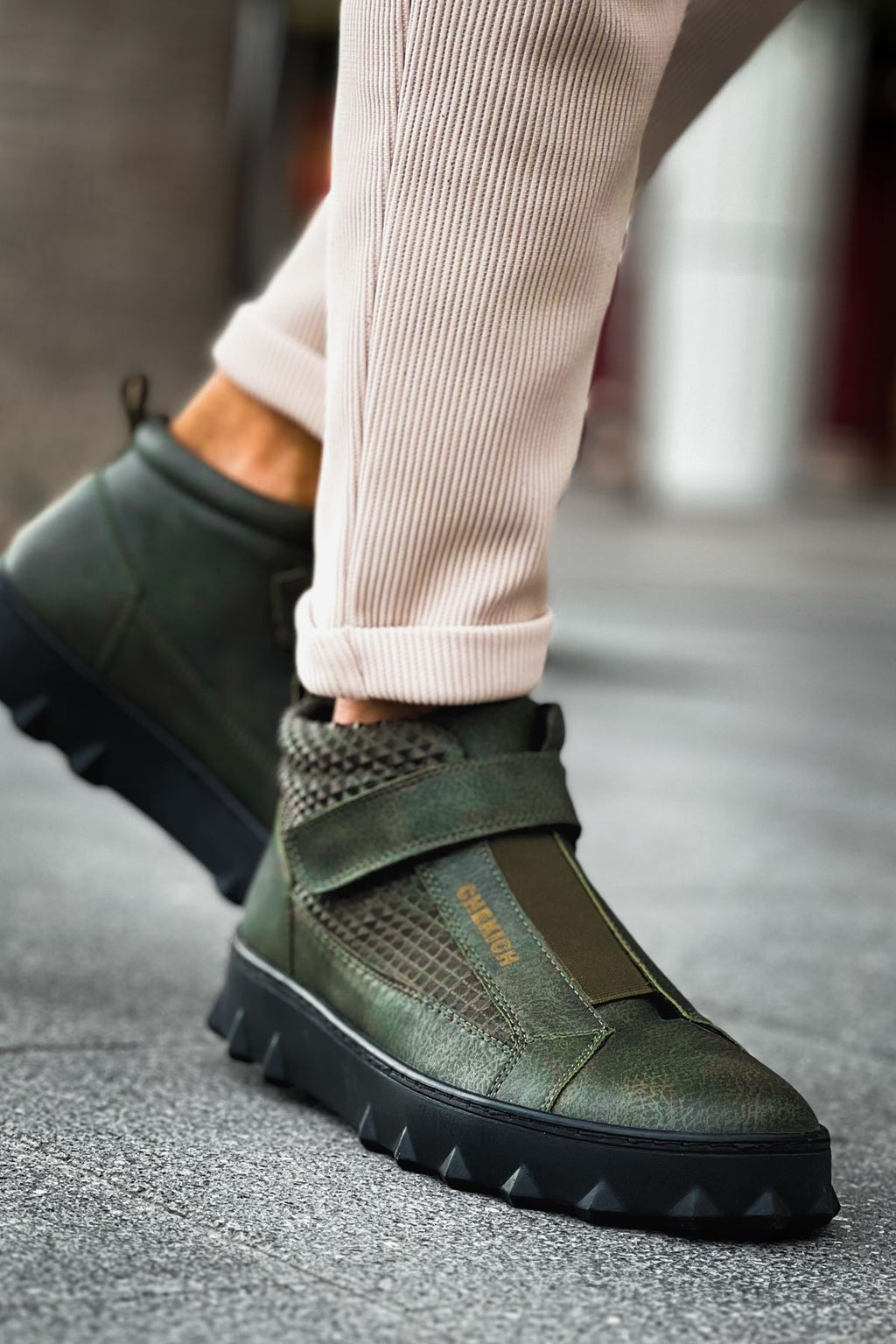 CH103 CST ፒራሚድ ረጅም የወንዶች ቦት ጫማዎች ካኪ