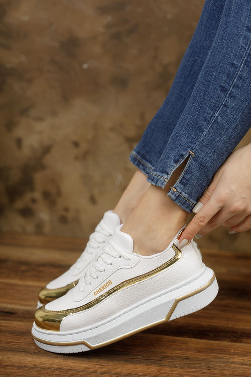 CH041 CBT የህዳሴ የሴቶች ጫማዎች ነጭ/ወርቅ