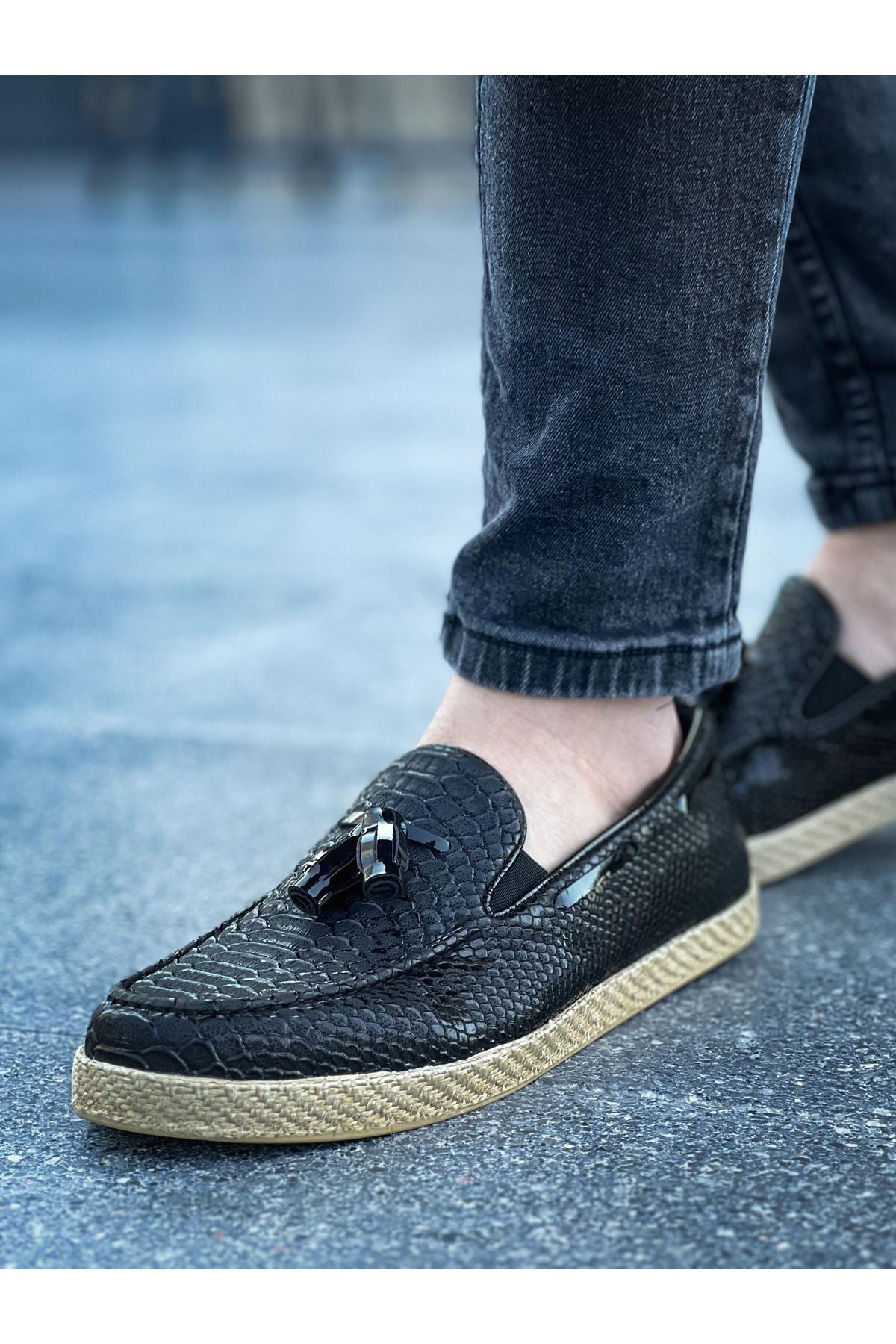 CH141 - HT Croco Men's Sneakers Black