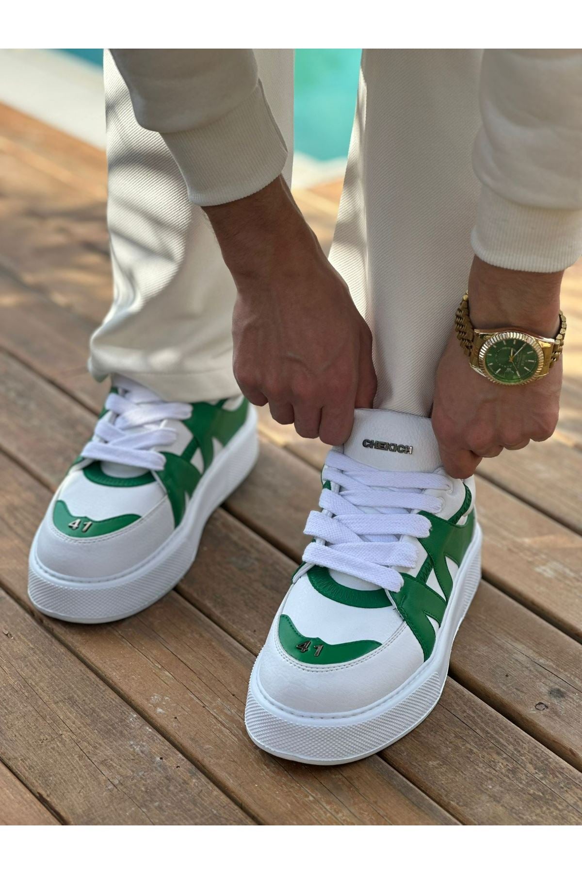 CH2407 - CBT Star-X የወንዶች አትሌቲክስ ጫማዎች ነጭ/አረንጓዴ