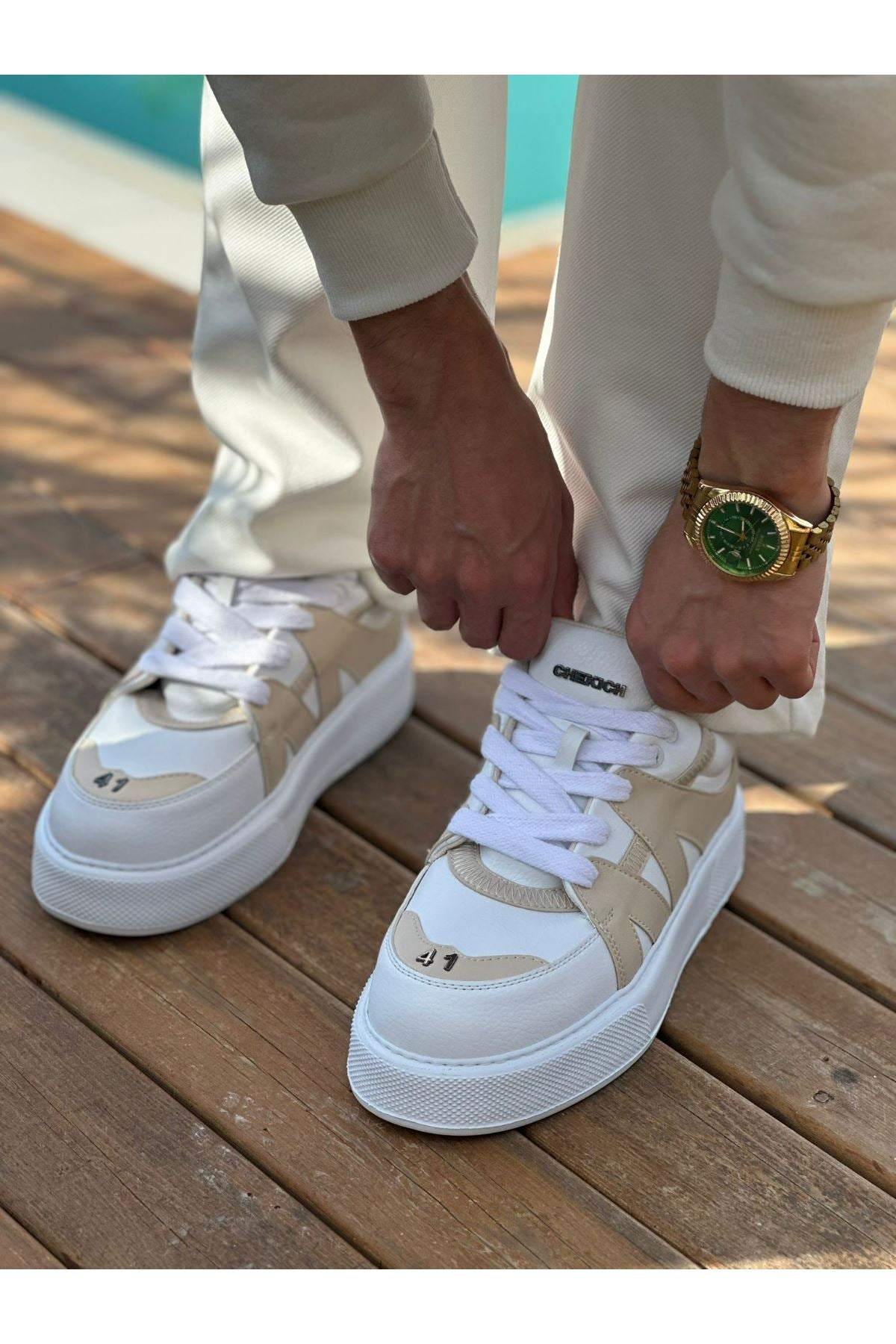 CH2407 - CBT Star-X የወንዶች አትሌቲክስ ጫማዎች ነጭ / ቤዥ