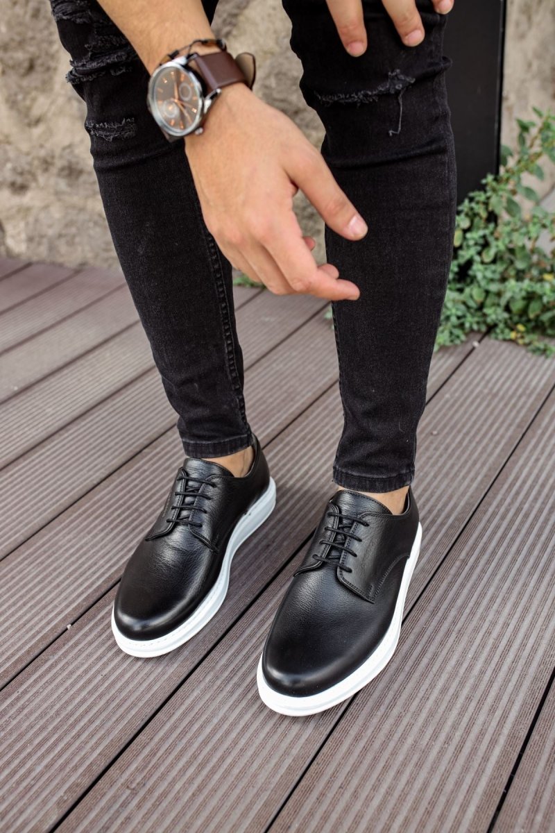 CH003 - DBT Classica Pelle Di Cuoio Erkek Ayakkabı SIYAH - chekich.com