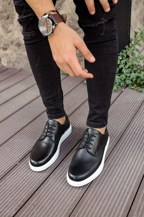 CH003 - DBT Classica Pelle Di Cuoio Erkek Ayakkabı SIYAH - chekich.com