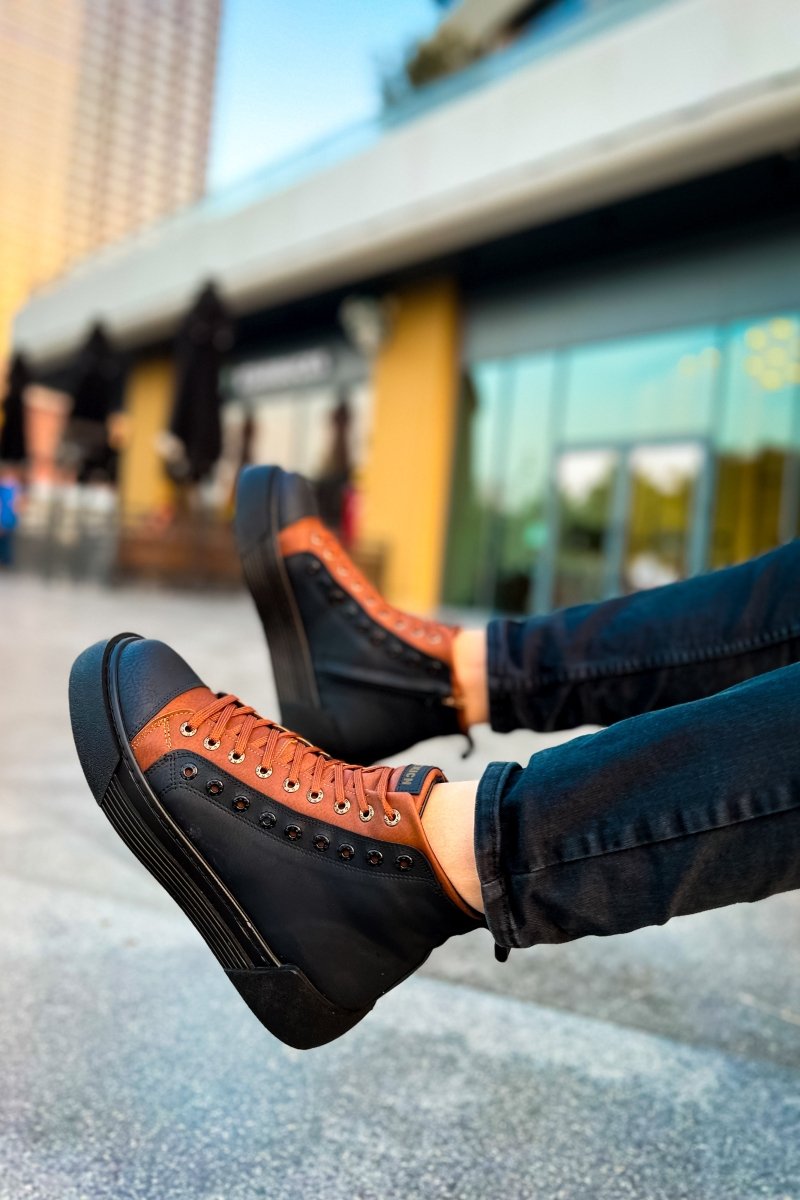 CH167 GST Blazer Men's Boots Black/Tan - chekich.com