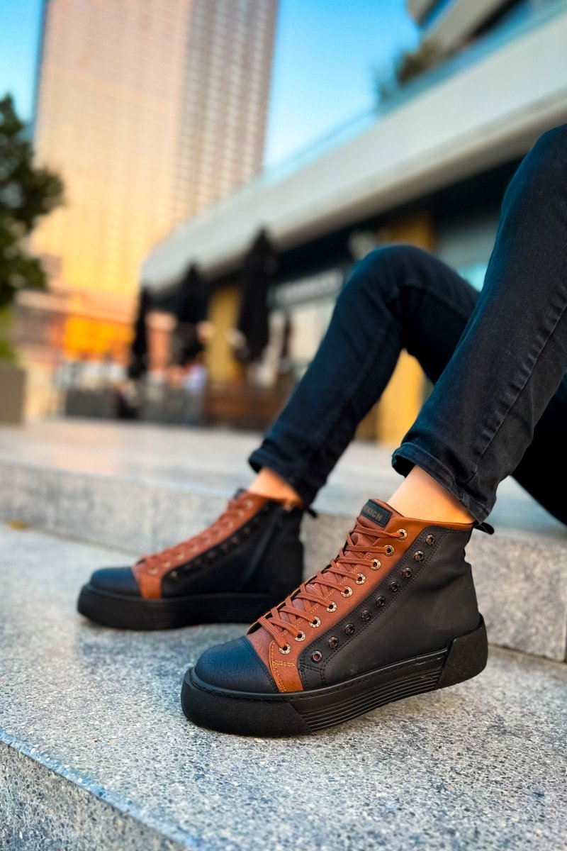 CH167 GST Blazer Men's Boots Black/Tan - chekich.com